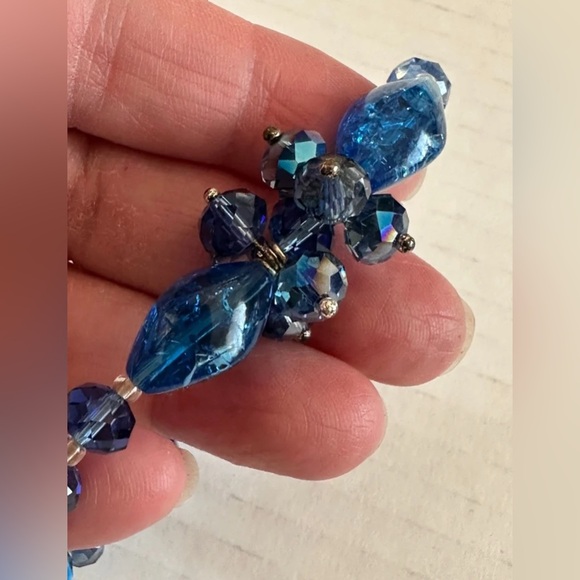 Blue Crystal Homemade Bracelet with Stretchy Band - Picture 6 of 8